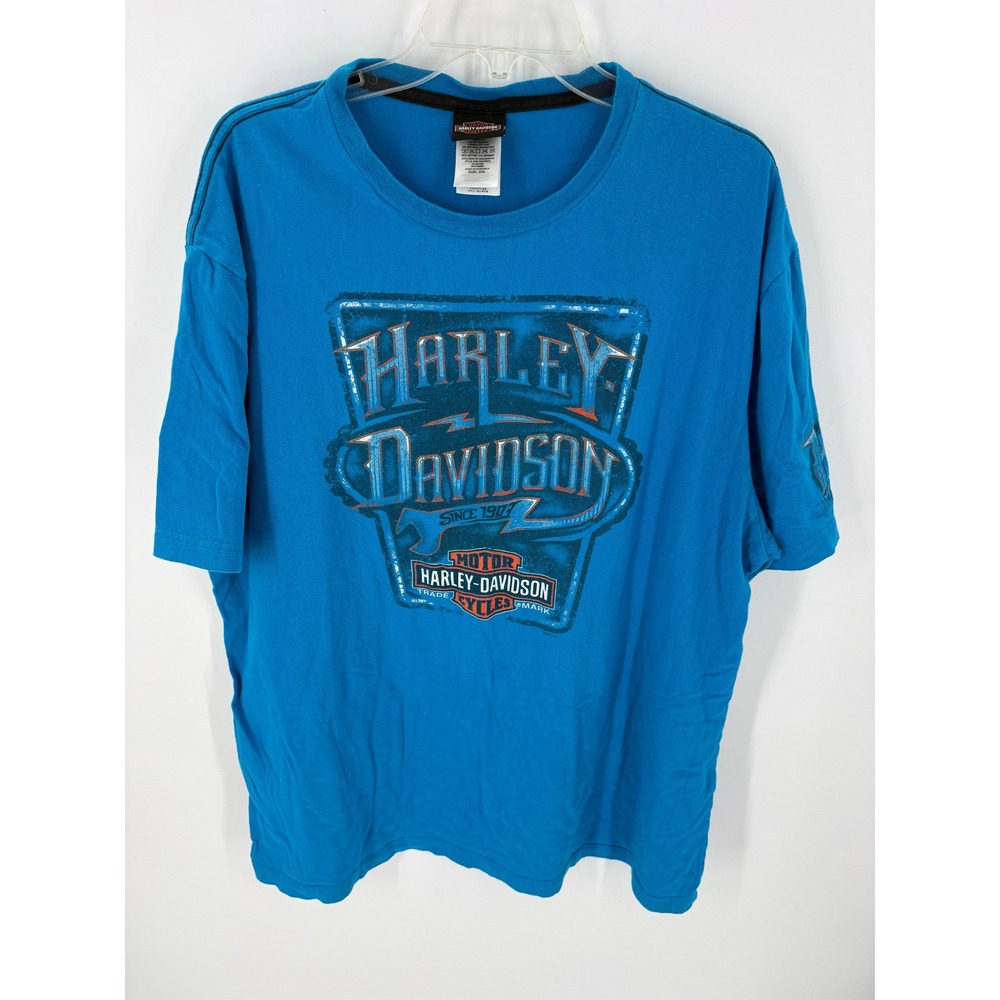 Harley Davidson T Shirt Men's XX Large Blue Cox Double Eagle Pinehurst NC Tee